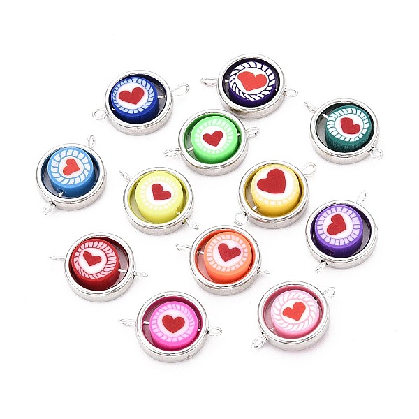 Perles en pâte polymère avec breloques de connexion à cadre en plastique ccb