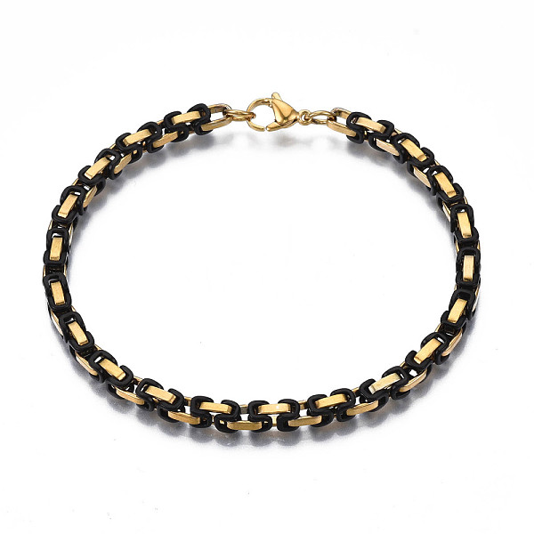 

PandaHall Ion Plating(IP) 201 Stainless Steel Byzantine Chain Bracelet for Men Women, Nickel Free, Black, 8-1/2 inch(21.5cm) 201 Stainless...