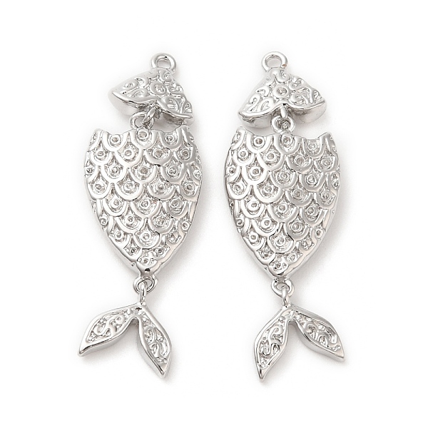 

PandaHall Brass Pendants, Fish Charm, Real Platinum Plated, 20x8x3mm, Hole: 0.8mm Brass Fish