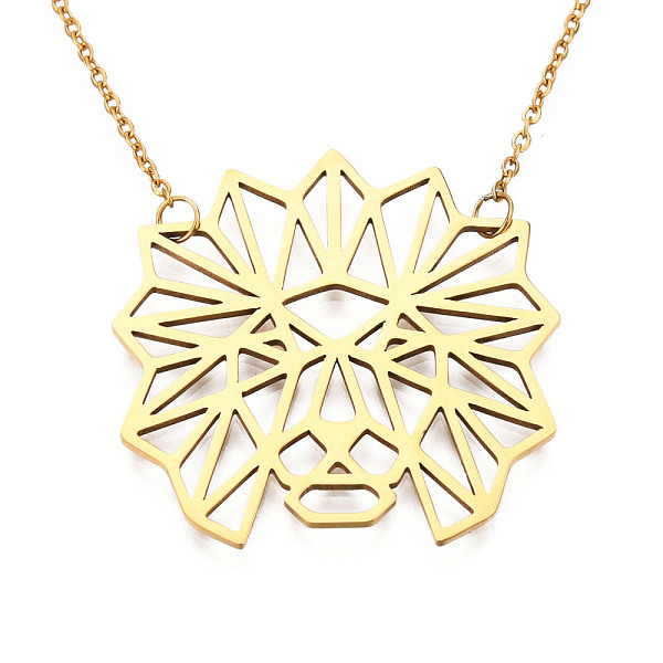 

PandaHall 201 Stainless Steel Pendant Necklaces, with Cable Chains, Lion, Golden, 17.3 inch(44cm), 2mm, Lion: 36x36x1mm 201 Stainless Steel