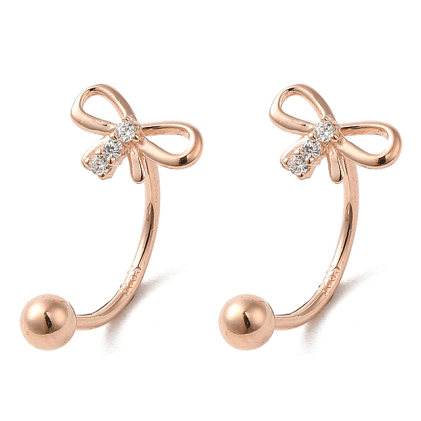 

PandaHall Sterling Silver Rhinestone Stud Earrings, Bowknot, with S925 Stamp, Rose Gold, 14x8mm Rhinestone Bowknot