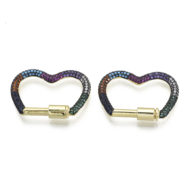 

PandaHall Brass Micro Pave Cubic Zirconia Screw Carabiner Lock Charms, for Necklaces Making, Heart, Nickel Free, Real 16K Gold Plated...