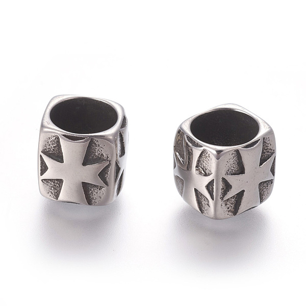 

PandaHall 304 Stainless Steel Beads, Large Hole Beads, Rectangle with Cross, Antique Silver, 10.7x11mm, Hole: 8.3mm 304 Stainless Steel...