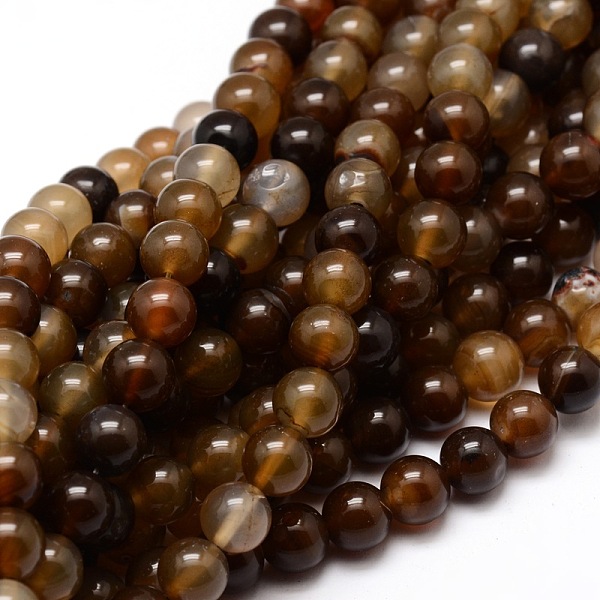 

PandaHall Dyed Natural Agate Round Beads Strands, Camel, 8mm, Hole: 1mm, about 48pcs/strand, 14.9 inch Natural Agate Round Brown