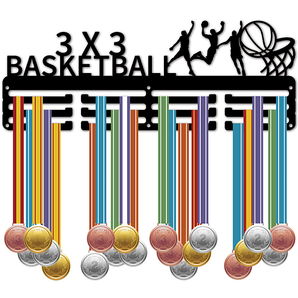 

PandaHall Fashion Iron Medal Hanger Holder Display Wall Rack, 3-Line, with Screws, Black, Basketball, 150x400mm, Hole: 5mm Iron Basketball...
