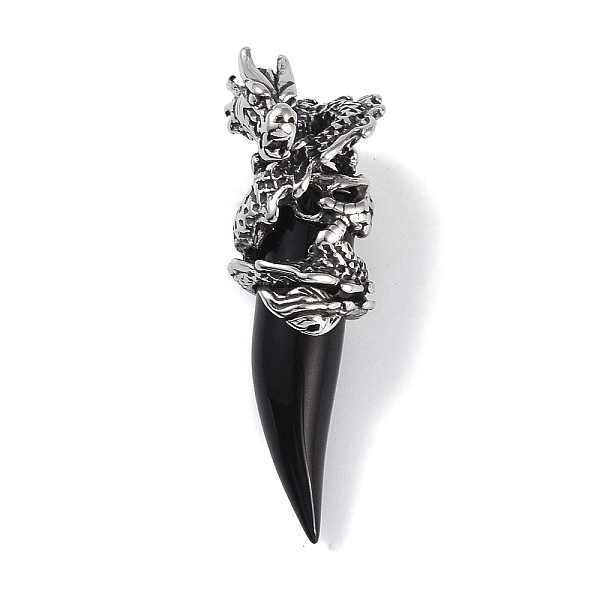 

PandaHall Glass Pendants, with 316 Surgical Stainless Steel Findings, Dragon, Black, 48x17.5x15mm, Hole: 6.5x3mm Stainless Steel+Glass...
