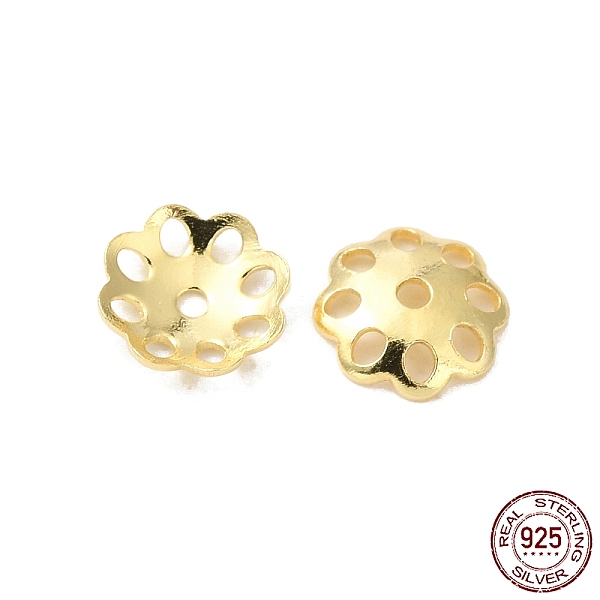 

PandaHall 925 Sterling Silver Bead Caps, 8-Petal, Flower, Real 18K Gold Plated, 6x6x1.5mm, Hole: 0.9mm, about 140pcs/10g Sterling Silver
