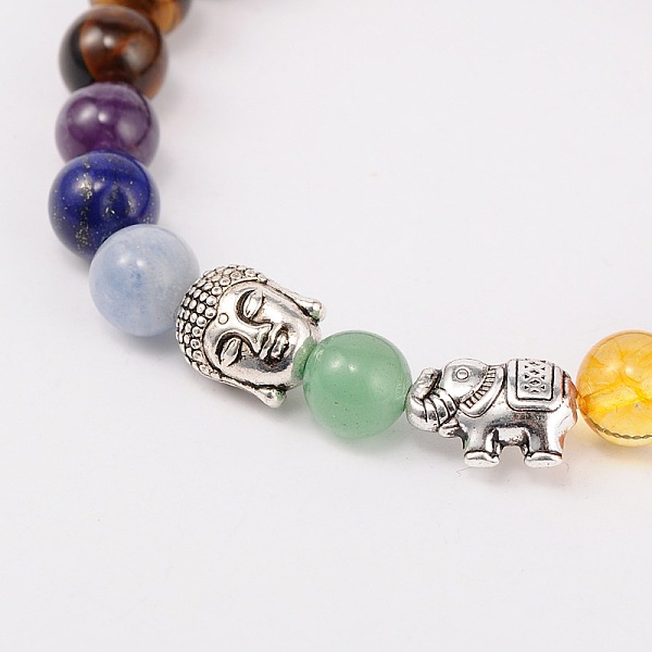 Stretch Buddhist Jewelry Multi-Color Gemstone Chakra Bracelets