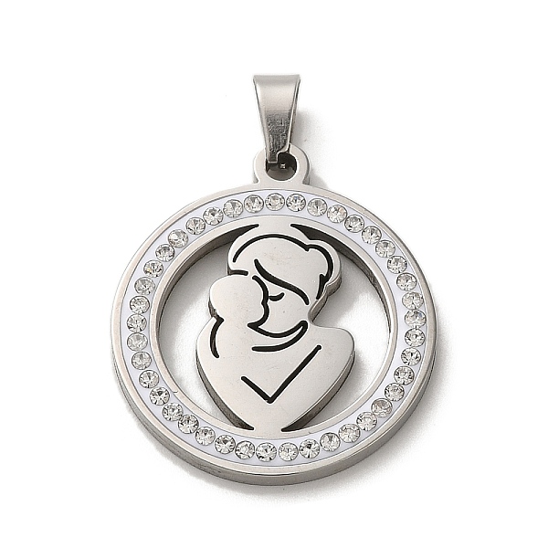 

PandaHall 304 Stainless Steel with Rhinestone Pendants, Mom, for Mother's Day, Stainless Steel Color, 25x22x2mm, Hole: 6x3.2mm Stainless..., Clear