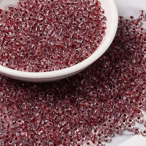 

PandaHall 12/0 Transparent Glass Seed Beads, Inside Colours, Round Hole, Round, Brown, 1.5~2mm, Hole: 1mm, about 450g/bag Glass Brown