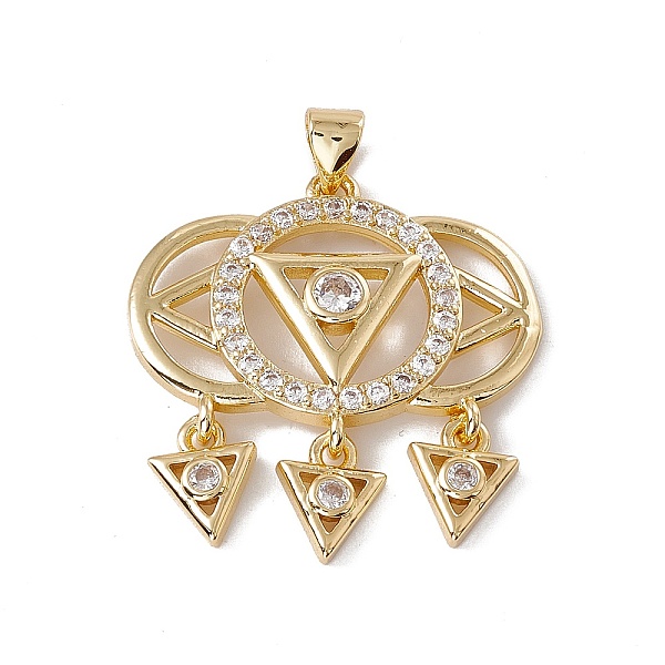 

PandaHall Brass Micro Pave Clear Cubic Zirconia Pendants, Cadmium Free & Nickel Free & Lead Free, Rack Plating, Triangle with Flat Round...