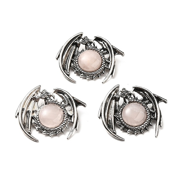 

PandaHall Natural Rose Quartz Pendants, Dragon Charms, with Rack Plating Antique Silver Tone Alloy Findings, Cadmium Free & Lead Free...