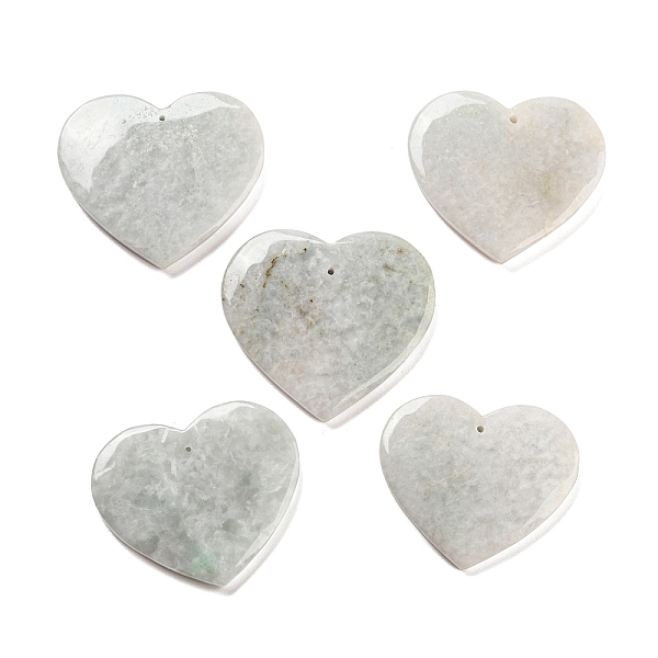 

PandaHall Natural Myanmar Jade Pendants, Heart Charms, 37x42x5.5mm, Hole: 0.5mm Myanmar Jade Heart