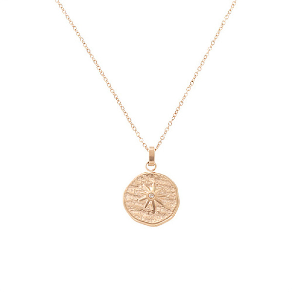 

PandaHall Stainless Steel Rhinestone Pendant Neckalces, Flat Round with Sun, Rose Gold, 15.75 inch(40cm), Pendant: 17mm Rhinestone Sun Clear