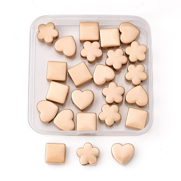 

PandaHall CHGCRAFT 24Pcs 3 Style Alloy Beads, Heart & Flower & Square, Matte Gold Color, 8pcs/style Alloy Mixed Shapes