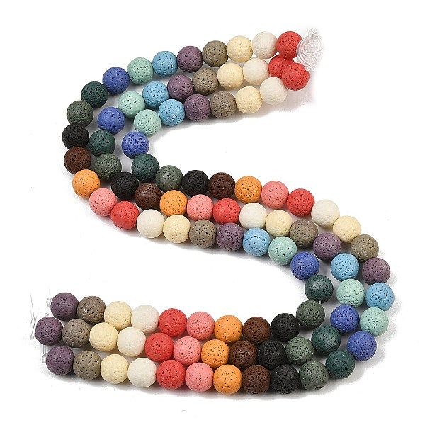 Brins de perles de pierre de lave naturelle