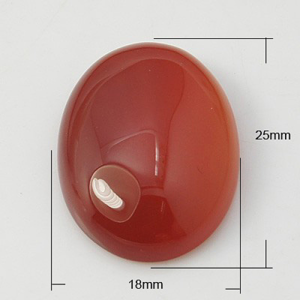 

PandaHall Natural Gemstone Cabochons, Red Agate, Oval, Red, 25x18x7mm Carnelian Oval Red