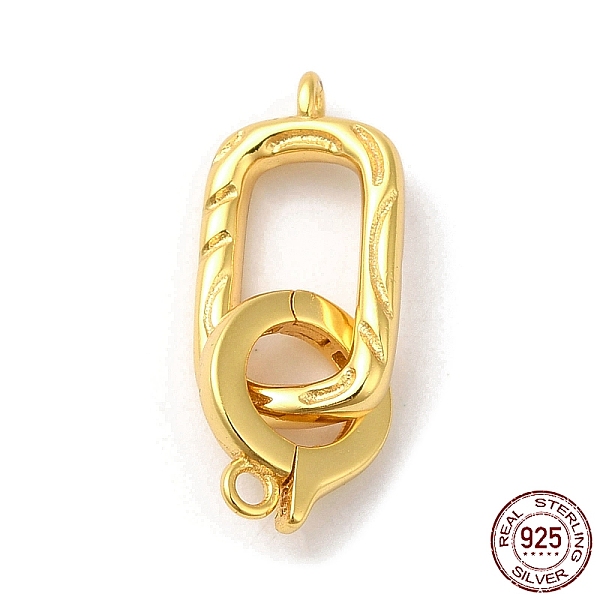 

PandaHall Rack Plating 925 Sterling Silver Fold Over Clasps, Oval, with 925 Stamp, Real 18K Gold Plated, oval: 16x8.5x2mm, Hole: 1.2mm, ring...