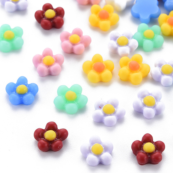 

PandaHall Opaque Resin Cabochons, Flower, Mixed Color, 7.5x7.5x3.5mm Resin Flower Multicolor