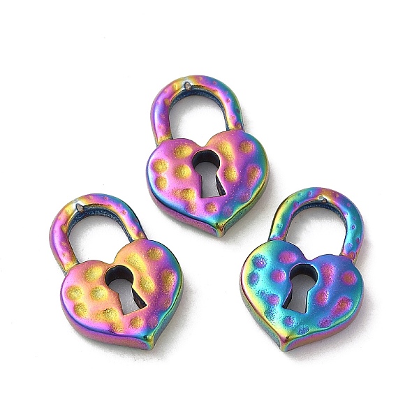 

PandaHall Ion Plating(IP) 304 Stainless Steel Pendants, Heart Padlock Charm, Rainbow Color, 17.5x12x3.3mm, Hole: 6x5.5mm 304 Stainless Steel...