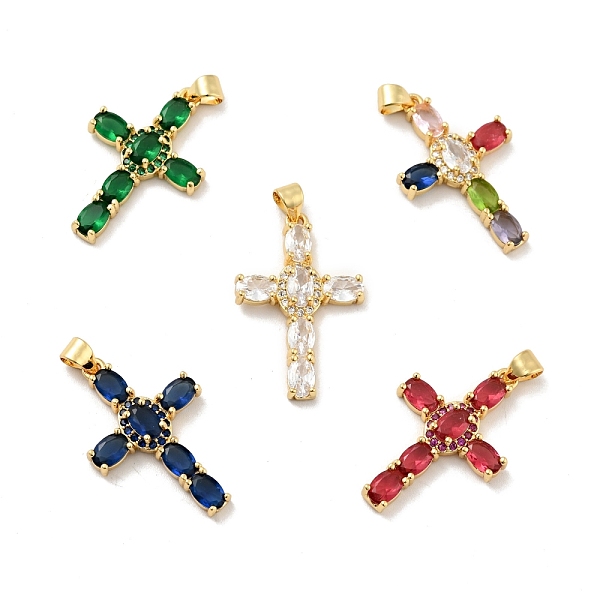 

PandaHall Rack Plating Brass Micro Pave Cubic Zirconia Pendants, Long-Lasting Plated, Lead Free & Cadmium Free, Cross, Real 18K Gold Plated..., Multicolor