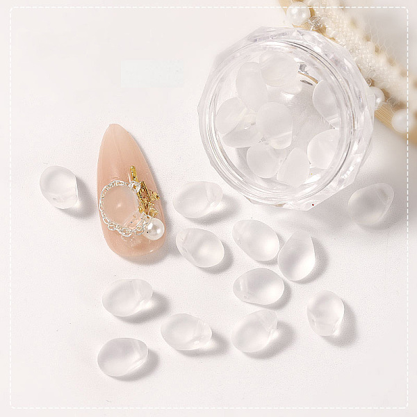

PandaHall Frosted Glass Top Drilled Beads, Nail Art Decoration Accessories, Teardrop, Clear, 28x15mm, Bead: 8.4x6.06x4.42mm, about 10pcs/box...