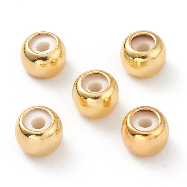 

PandaHall Brass Beads, with Rubber Inside, Slider Beads, Stopper Beads, Long-Lasting Plated, Round, Real 18K Gold Plated, 7x5mm, Hole: 2mm...