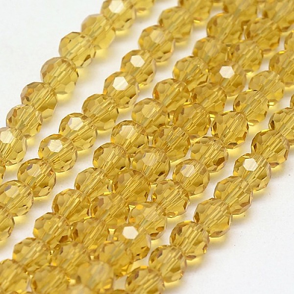 

PandaHall Glass Beads Strands, Faceted(32 Facets), Round, Light Khaki, 4mm, Hole: 1mm, about 98pcs/strand, 13.7 inch Glass Round