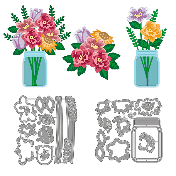 

PandaHall GLOBLELAND Realistic Flower Layered Bouquet Cutting Dies Bottle Carbon Steel Embossing Stencils Template for Decorative Embossing...