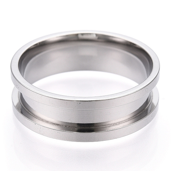 

PandaHall 201 Stainless Steel Grooved Finger Ring Settings, Ring Core Blank, for Inlay Ring Jewelry Making, Stainless Steel Color, Inner...