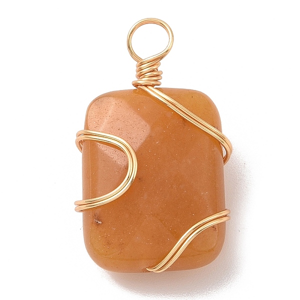 

PandaHall Natural Yellow Jade Rectangle Pendants, with Golden Copper Wire Wrapped Findings,, Long-Lasting Plated, 22.5~23x12.5~13x7~8mm...