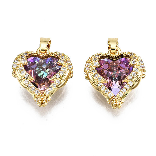 

PandaHall Brass Medium Violet Red Cubic Zirconia Pendants, Nickel Free, Heart, Real 16K Gold Plated, 16.5x15.5x7.5mm, Hole: 3mm Brass+Cubic...