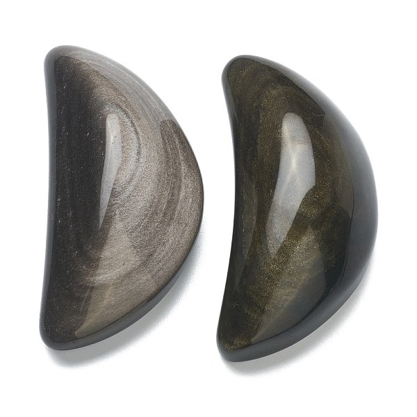 

PandaHall Natural Golden Sheen Obsidian Display Decorations, Moon, 78x34~36x23~24mm Golden Sheen Obsidian Moon