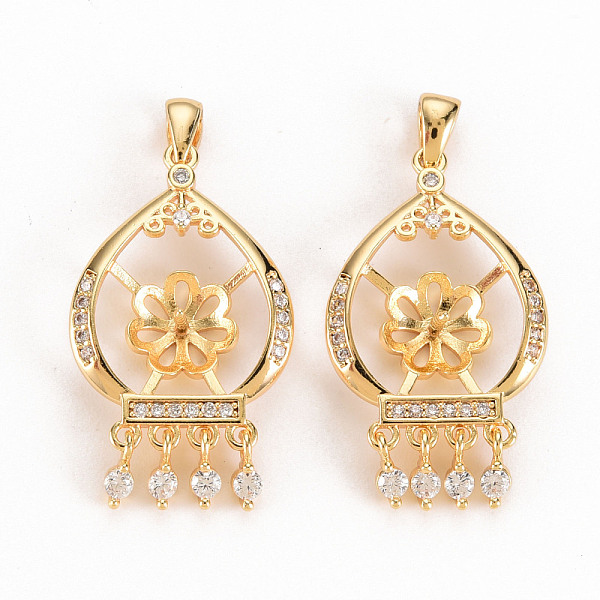 

PandaHall Brass Micro Pave Clear Cubic Zirconia Peg Bails Pendants, for Half Drilled Bead, Nickel Free, Real 18K Gold Plated, 26x15x4mm...