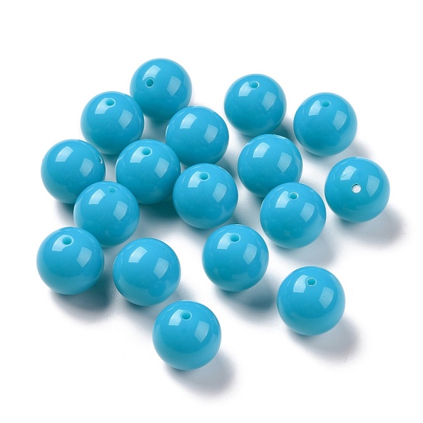 PandaHall Fluorescence Chunky Acrylic Beads, Round, Dodger Blue, 20mm, Hole: 2~3mm, about 105pcs/500g Acrylic Round Blue