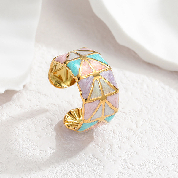 304 Stainless Steel Enamel Cuff Open Rings