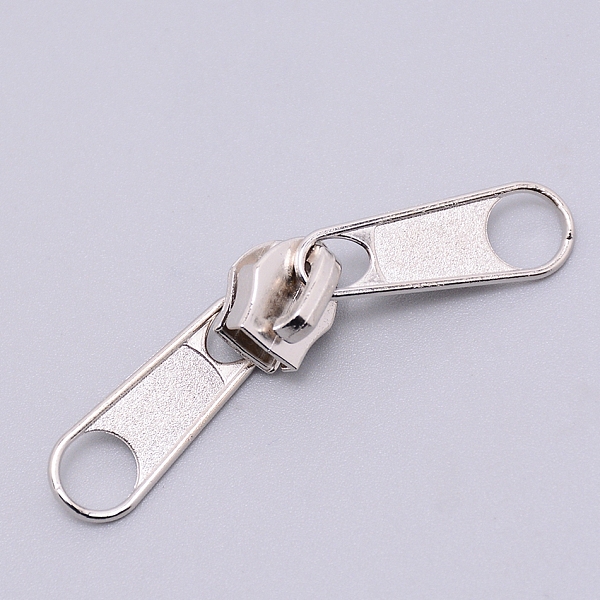 

PandaHall Zinc Alloy Double Head Zipper Sliders, for Replacement Luggage Suitcase Backpack Jacket Bags Coat, Platinum, 35x10x13mm Alloy