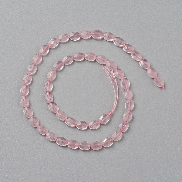 

PandaHall Natural Rose Quartz Beads Strands, Faceted, Oval, 7.8~8.1x6~6.4x3.5~3.8mm, Hole: 0.8mm, about 50pcs/strand, 15.74 inch(40cm) Rose...