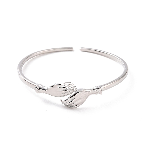 

PandaHall Brass Double Hand Hug Cuff Bangle for Women, Platinum, Inner Diameter: 2-1/4 inch(5.75cm) Brass