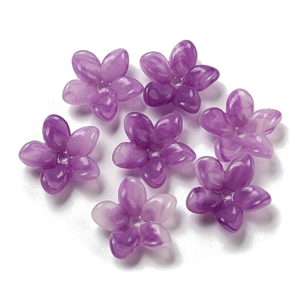 

PandaHall Two-tone Opaque Acrylic Bead Caps, 5-Petal Flower, Purple, 23x7.5mm, Hole: 2mm Acrylic Purple