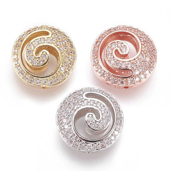

PandaHall Brass Micro Pave Cubic Zirconia Beads, Flat Round, Clear, Mixed Color, 15x6mm, Hole: 1mm Brass+Cubic Zirconia Flat Round Clear