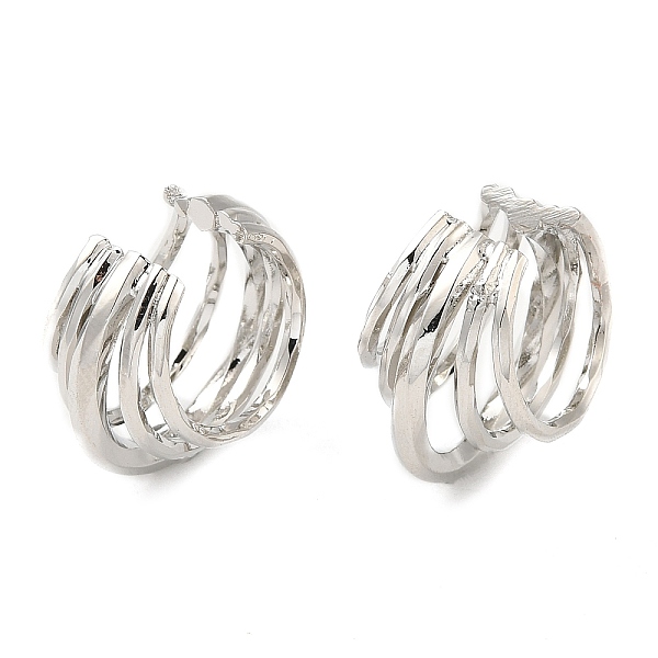 

PandaHall Brass Five Line Cuff Earrings, Split Non Piercing Earrings for Women, Platinum, 20x20x14.5mm Brass Ring