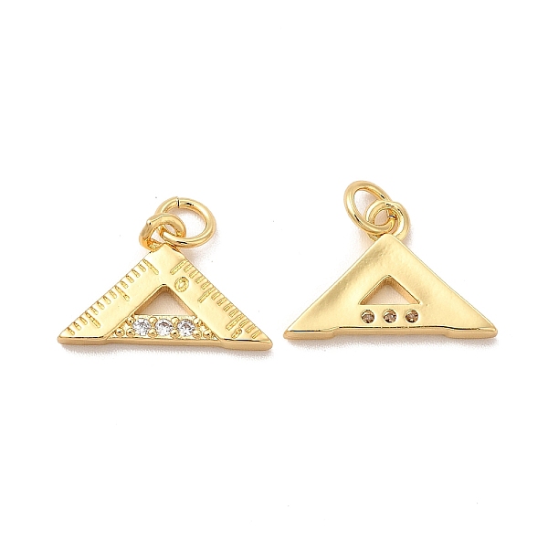 

PandaHall Rack Plating Brass Micro Pave Cubic Zirconia Pendants, Cadmium Free & Lead Free, with Jump Rings, Triangle, Real 18K Gold Plated..., Clear