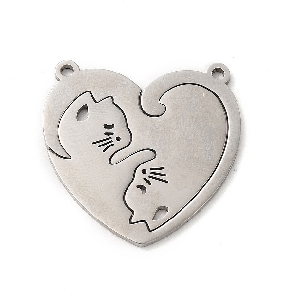 

PandaHall 304 Stainless Steel Split Pendants, Heart with Cat Charm, Stainless Steel Color, 30x30x1mm, Hole: 1.8mm 304 Stainless Steel Heart