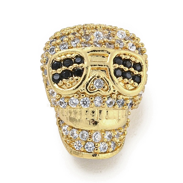 

PandaHall Brass Micro Pave Black Cubic Zirconia Beads, Skull, Real 18K Gold Plated, 14x10.5x8mm, Hole: 1.8mm Brass+Cubic Zirconia Skull...
