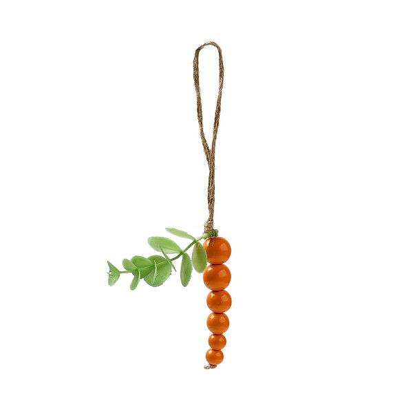 

PandaHall Easter Wood Beaded Pendants Decorations, Hemp Rope Hanging Decorations, Carrot Shape, Dark Orange, 215mm Wood Carrot