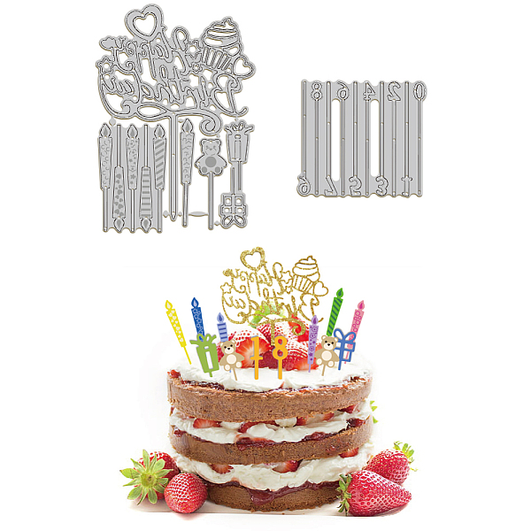 

PandaHall Birthday Cake Topper Theme Carbon Steel Cutting Dies Stencils, for DIY Scrapbooking, Photo Album, Decorative Embossing Paper Card...