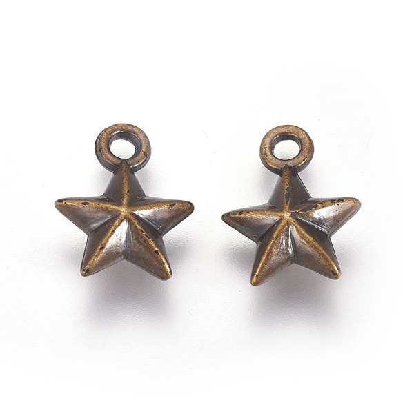 

PandaHall CCB Plastic Charms, Star, Antique Bronze, 15x11.5x5mm, Hole: 2mm Plastic Star