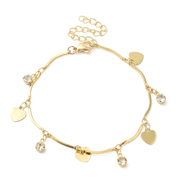 

PandaHall Clear Cubic Zirconia Diamond & Heart Charm Bracelet, Brass Jewelry for Women, Real 24K Gold Plated, 6-3/4 inch(17cm) Cubic...