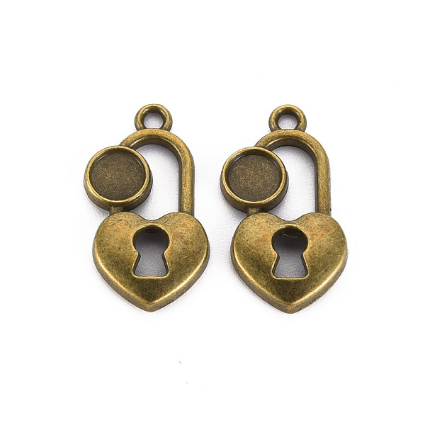 

PandaHall Tibetan Style Alloy Pendant Cabochon Settings, Cadmium Free & Lead Free, Lock, Antique Bronze, Tray: 5.5mm, 23x12x3mm, Hole: 1.8mm...